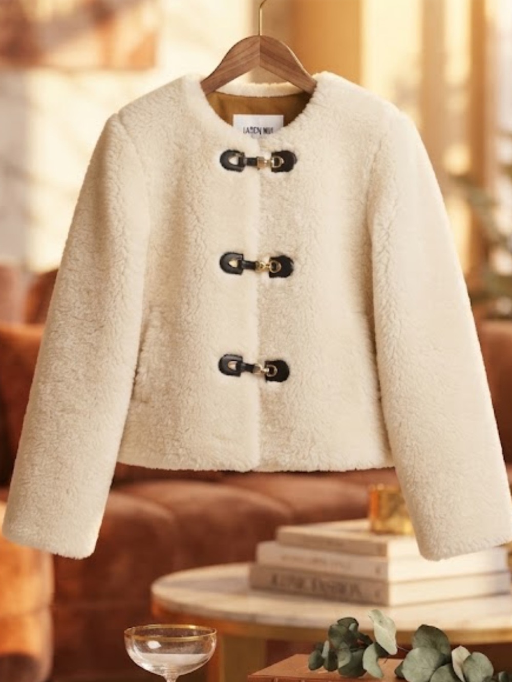 NWT Jason Wu Faux Shearling Toggle sz M Cream Jacket